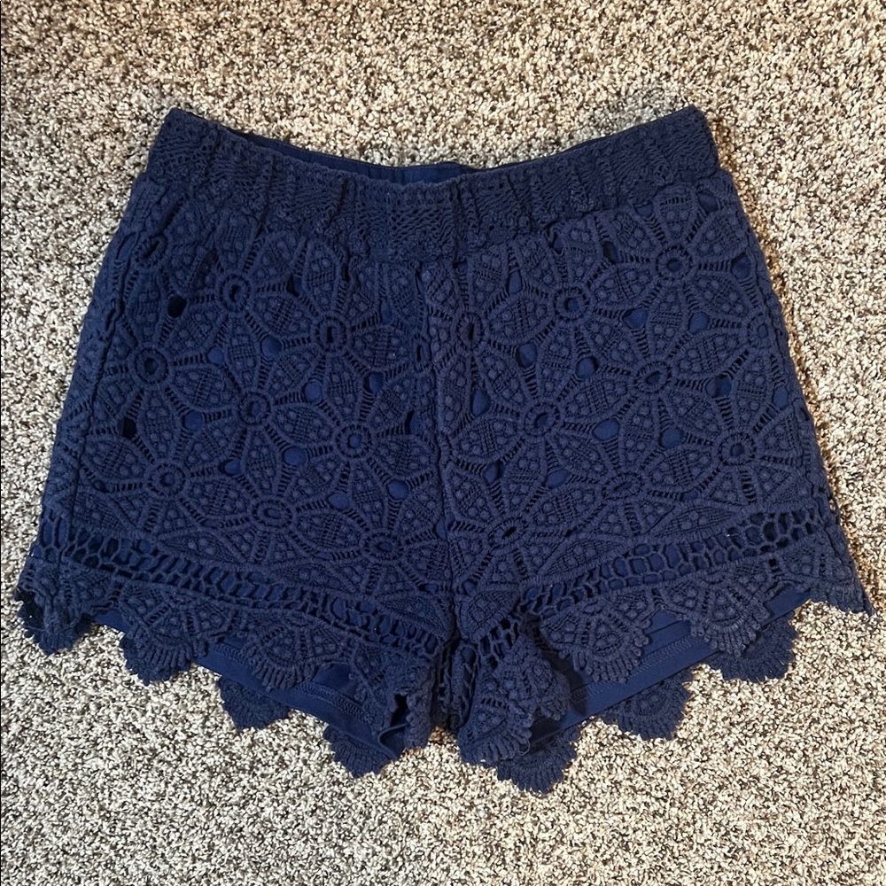 Alya Navy Crochet Shorts | Size Small